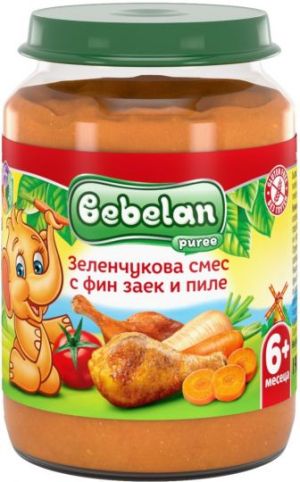 BEBELAN  PUREE Зеленчукова смес с фин Заек и Пиле 6+м. 190 г