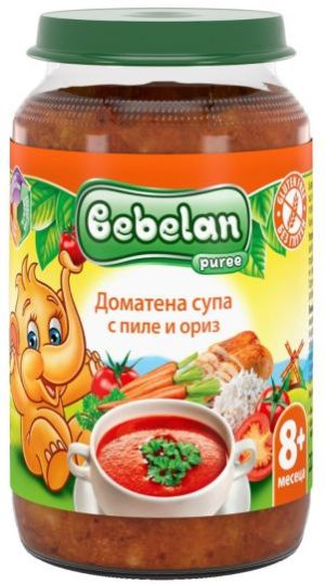 BEBELAN  PUREE Доматена супа с пиле и ориз 8+ мес. 220 г