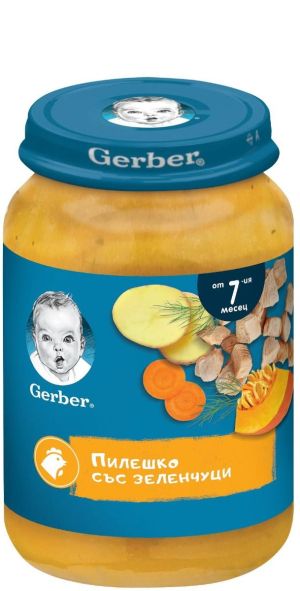 GERBER Пилешко месо със Зеленчуци от 7-мия мес. 190 г