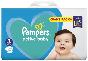 PAMPERS ACTIVE BABY Пелени 3 (6-10 кг) 104 бр. Mbox