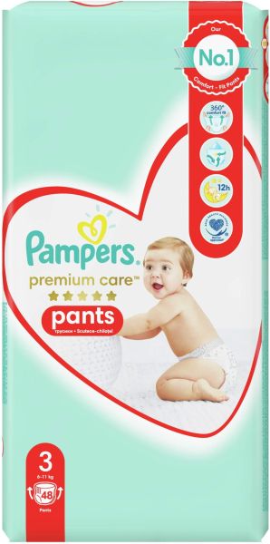 PAMPERS PREMIUM CARE ГАЩИЧКИ 3- S (6-11 кг) Гащи 48 бр./пак.