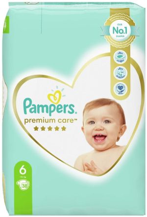 PAMPERS PREMIUM CARE Пелени 6 XL (15+ кг) 38 бр