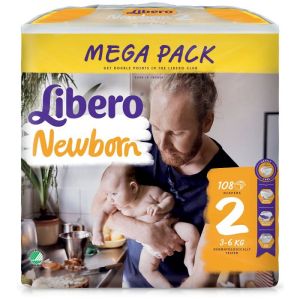 LIBERO  Newborn  ПЕЛЕНИ  2-ка (3-6кг) 108 бр Jumbo pack