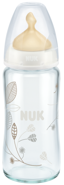 NUK FIRST CHOICE Шише стъкло 240 мл Каучуков биберон 0+ мес.  745.079