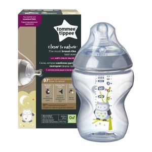 TOMMEE TIPPEE EASI-VENT РР Шише 260 мл с бибер. 0+м. БУХАЛ 0020