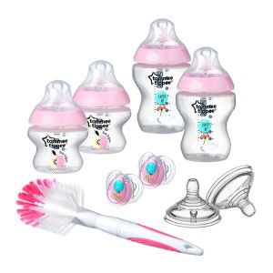 TOMMEE TIPPEE К-кт EASI-VENT  Шишета + четка за новородено РОЗОВ 0054