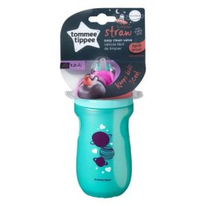 TOMMEE TIPPEE Неразливаща се термо чаша със сламка 260 мл. 12+м РОЗОВА/ТЮРКОАЗ TT.0138.02