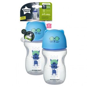 TOMMEE TIPPEE Неразливаща се преходна чаша 300 мл. 12м+ КОТЕ СИНЯ TT.0192