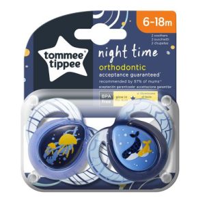 TOMMEE TIPPEE  залъгалки 6-18 м. NIGHT МЕДУЗА/КИТ TT.0086.03