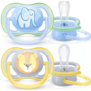 Philips AVENT  Силиконови залъгалки 2 бр. 0-6 м. ULTRA AIR МОМЧЕ ЛЪВ/СЛОН  0516.09