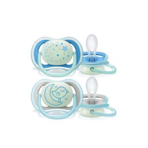 Philips AVENT  Ортодонтични силиконови залъгалки 2 бр. 6-18м ULTRA AIR NIGHT МОМЧЕ/ДЕКОРАЦИЯ 0517.03