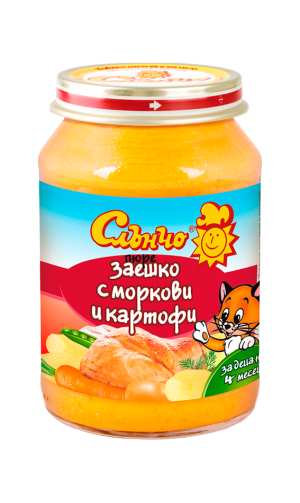 СЛЪНЧО Заешко с моркови и картофи 190г.