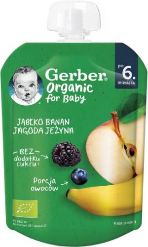 NESTLE GERBER ORGANIC ПАУЧ Яб.,Банан, Боров.,Къпина 6+м.80