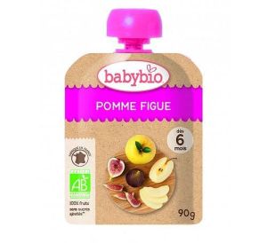 BABYBIO БИО  ПАУЧ  Ябълки и смокини над 6м, 90г 