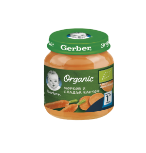 GERBER ORGANIC Морков и Сладък картоф 4+ 125 г