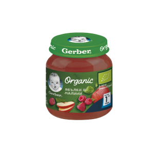 GERBER ORGANIC Ябълки и Малини 4+ 125 г