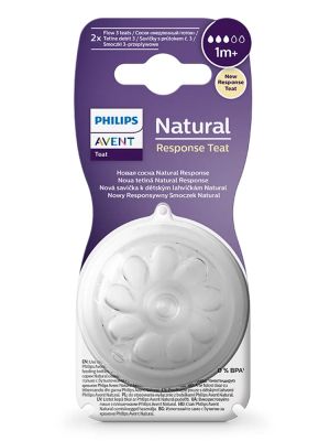 Philips  AVENT Биберон Natural Response - поток 3 кап.(1м+) x 2 бр.0592.001