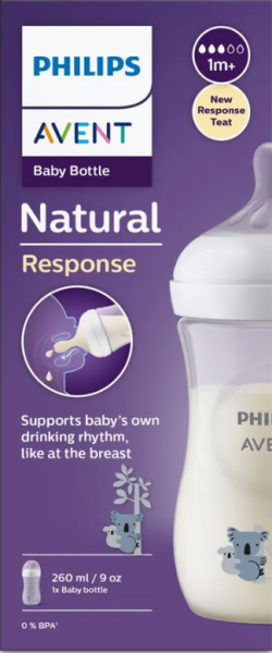 Philips Avent  NATURAL RESPONSE 3.0 с биберон поток 3 1м+ 260 мл. КОАЛА 0580.001