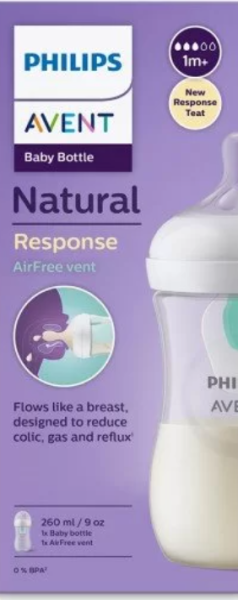 Philips Avent Шише Natural Response  AirFree  260 мл. 1+ м. 0575.001