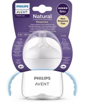 Philips Avent  Тренировъчно шише Natural Response с дръжки 150мл с биберон без протичане Поток 5, 6м+  0467.003