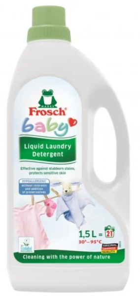 FROSCH BABY Течен перилен препарат за бебешки дрехи за 21 пранета, 1.5 л