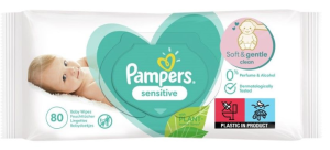 PAMPERS  Sensitive Fragrance Free Бебешки мокри кърпички 80 бр