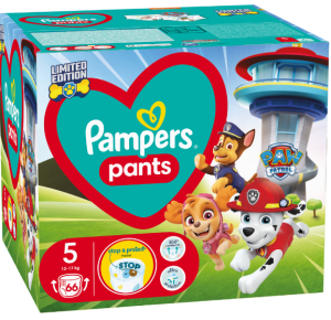 PAMPERS ACTIVE BABY гащички 5 Paw Patrol 12-17 кг 66 бр КАШОН