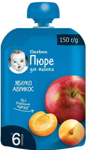 NESTLE GERBER  Organic ПАУЧ с ябълки и кайсии 6М+ 150 г