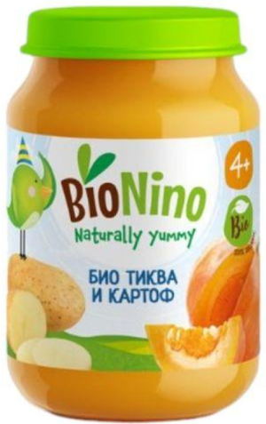 BioNino Био зеленчуково пюре Тиква и картоф 4м+ 190г