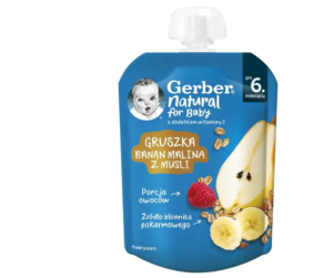 NESTLE GERBER® ПАУЧ Круша, банан, малина с мюсли от 6-ия месец 80 гр