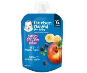 NESTLE GERBER  ПАУЧ с ябълка, боровинка и банан 6м+ 80 гр