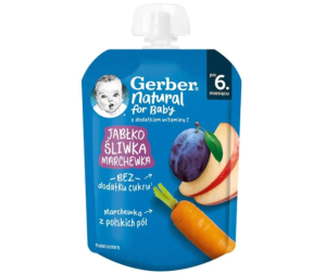 NESTLE GERBER ПАУЧ с ябълка, сливи и моркови 6м+ 80 гр