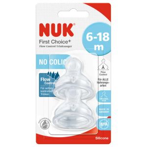 NUK FC Силиконов биберон за храна 6-18м. L 2бр. FLOW CONTROL 721.329