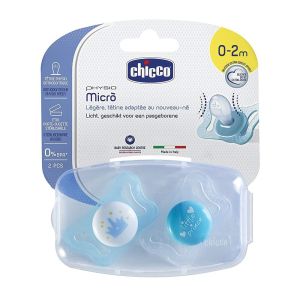 CHICCO Силиконова залъгалка Physio Micro Boy 0-2 м. 2 бр. N0341