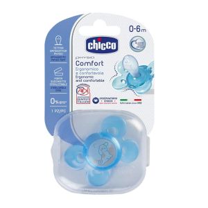 CHICCO Залъгалка силикон PHYSIO COMFORT 0м+ СИНЯ N0326