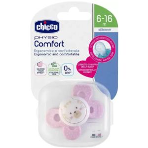 CHICCO Залъгалка силикон PHYSIO COMFORT 6-16М РОЗОВА N0327