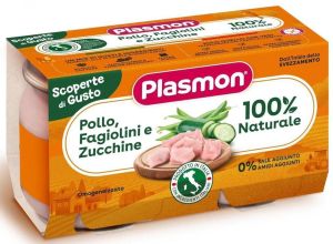 PLASMON Ястие Пилешко със зелен фасул и тиквички, 2 х 120 g №1282