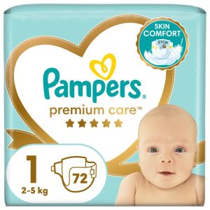 PAMPERS PREMIUM CARE Пелени 1 New born (2-5 кг)52 бр