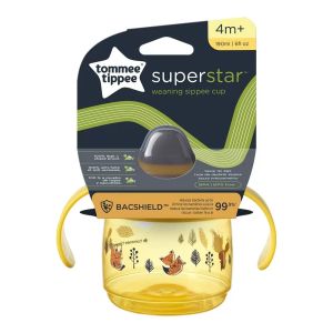 TOMEE TIPPEE Неразливаща се чаша с мек н-к и др. SuperStar  190 мл, 4м+, жълта 0219