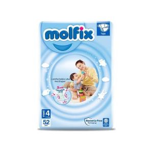 MOLFIX  ПЕЛЕНИ  размер  4+ (9-16 кг.) 52 бр.+ подарък мокри кърпи.