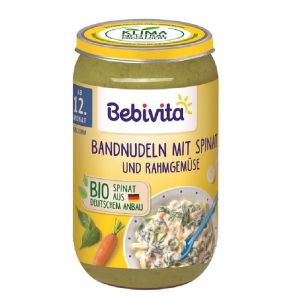 BEBIVITA  Био пюре макарони със спанак, зеленчуци и сметана 12М+ 250 гр.№16211