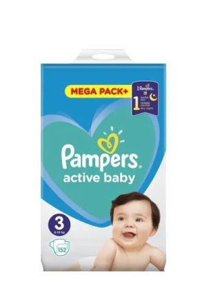 PAMPERS ACTIVE BABY пелени   3(6-10) 152 броя