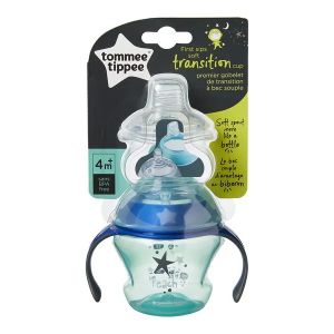 TOMMEE TIPPEE Преходна чаша с два накрайника 150 мл. 4м + СИНЯ   0141.03