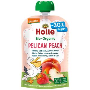 HOLLE ПАУЧ  Деметер пюре, праскова, ябълка, ягода и овесени ядки 100г.6м+