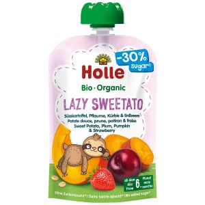 HOLLE ПАУЧ Био пюре сладък картоф, слива, тиква и ягода 100г.6м+