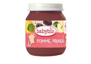 BABYBIO БИО Плодово пюре - Ябълка и Синя слива (4+ месеца) - 130гр.