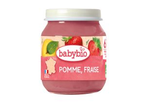 BABYBIO БИО  плодово пюре с Ябълка, Ягода и Боровинка 130г