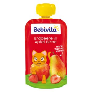 BEBIVITA Плодов пауч ягода, ябълка и круша 12М+ 90 гр. 19065
