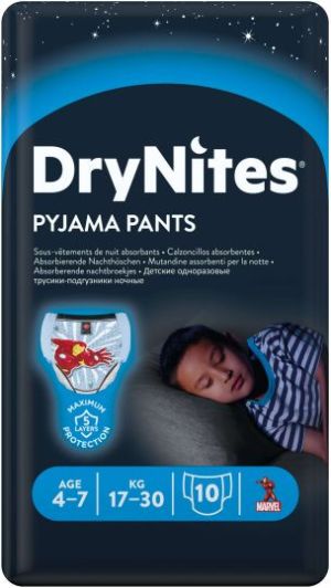  HUGGIES DRYNITES Еднокр. ГАЩИ 4-7 год.(17-30 кг) МОМЧЕ 10 бр.