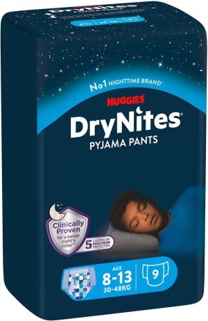  HUGGIES DRYNITES Еднокр. ГАЩИ  8-13 год.(30-48 кг) МОМЧЕ 9 бр.
